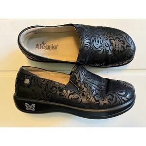 Alegria Keli KEL-431 Black Embossed Paisley Floral Shoes Women’s Size EU 39 US 9